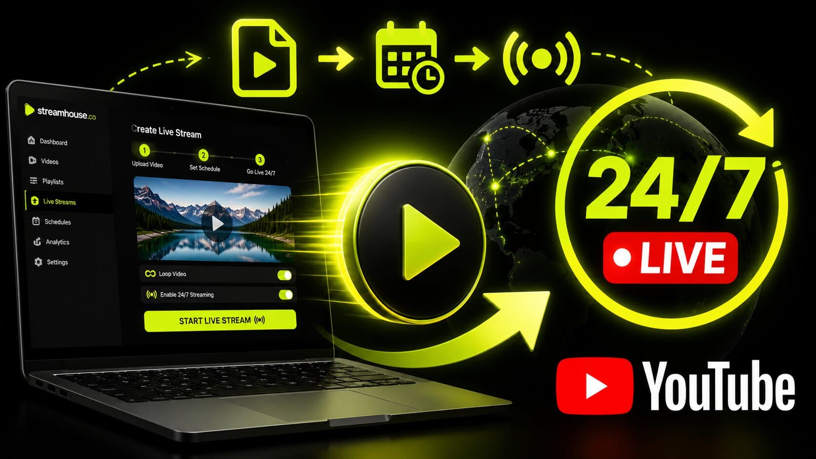 How to stream pre-recorded videos live on YouTube 24/7